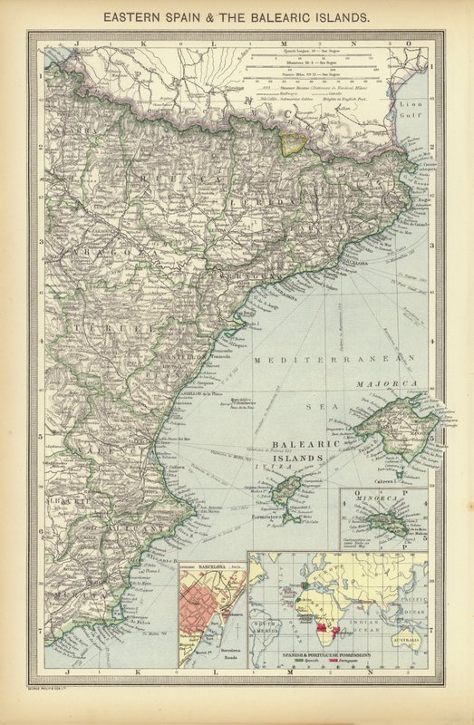 Östra Spanien och Balearerna (färg litho) av English School