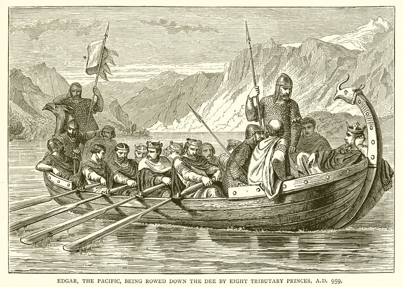 Edgar, Stilla havet, roddas ner på Dee av åtta biträdande prinsar, 959 e.Kr. av English School