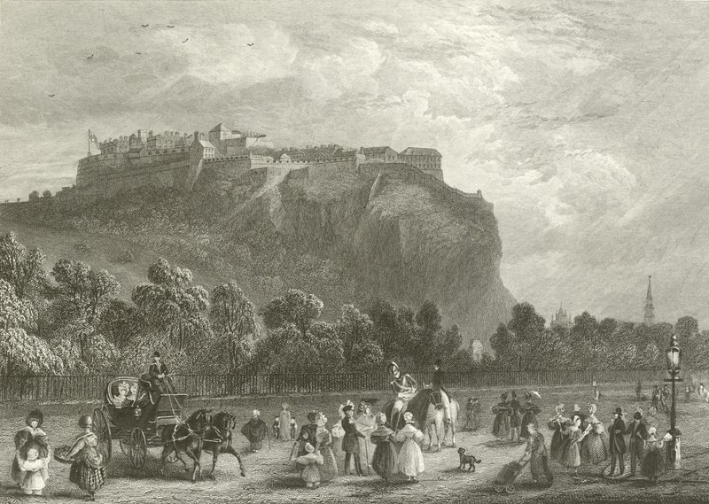 Edinburgh Castle från Princes Street av English School