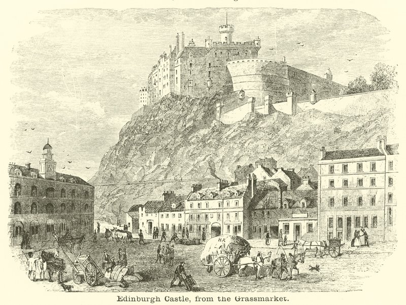 Edinburgh Castle, från Grassmarket av English School