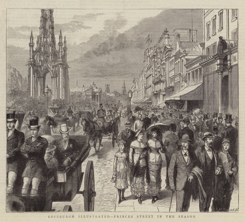 Edinburgh Illustrated, Princes Street in the Season (gravyr) av English School
