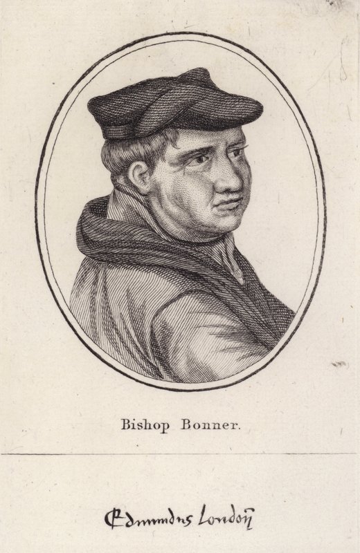 Edmund Bonner, engelsk präst och biskop av London som förföljde protestanter under Maria I:s regeringstid (gravyr) av English School