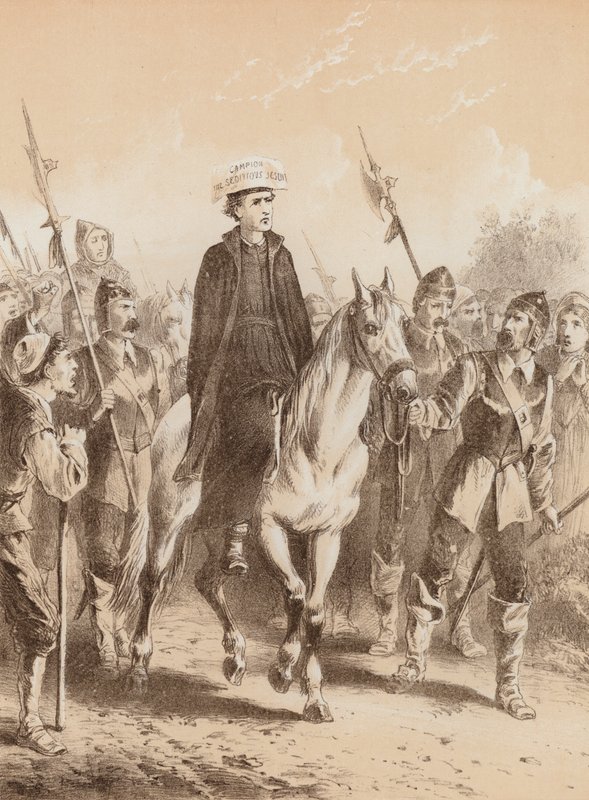 Edmund Campion, "På väg till London" (litho) av English School