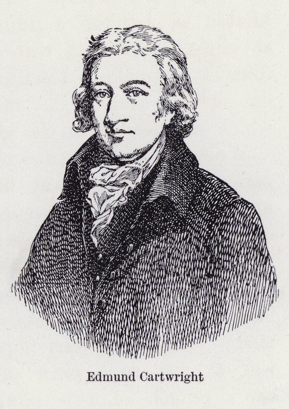 Edmund Cartwright, engelsk uppfinnare av kraftvävstolen (litho) av English School
