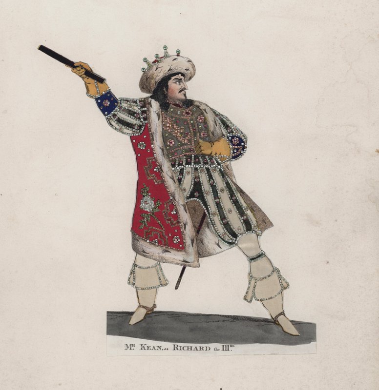Edmund Kean som kung Richard III (färgad gravyr) av English School