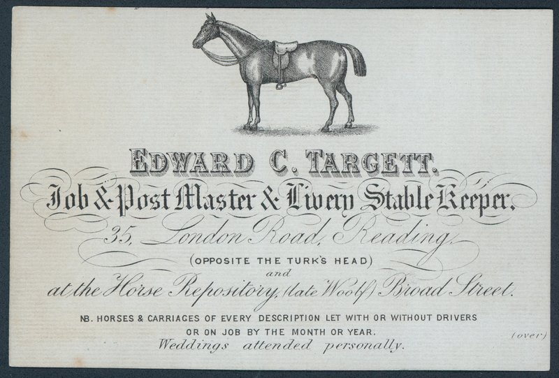 Edward C Targett, jobb- och postmästare och livstallvakt, handelskort av English School