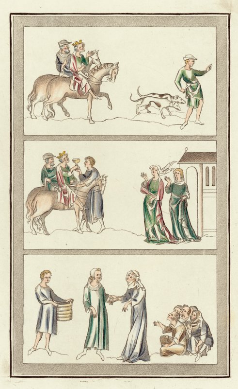 Edward Martyren, hans lönnmord, Thomas Beckets föräldrar (färgad gravyr) av English School