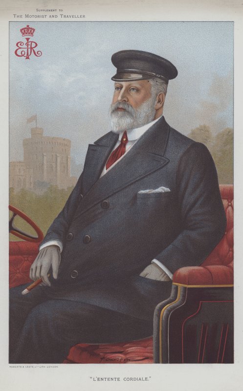 Edward VII, kung av Storbritannien (färg litho) av English School