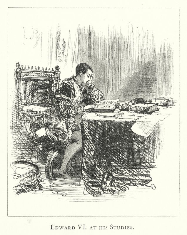 Edward VI vid hans studier (gravyr) av English School