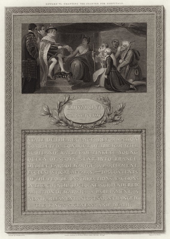 Edward VI beviljar stadgan för sjukhus av English School