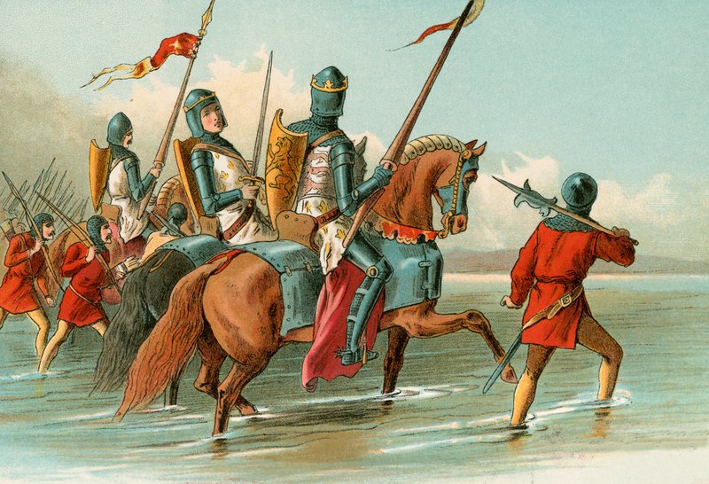 Edward, den svarte prinsen, korsar Somme av English School