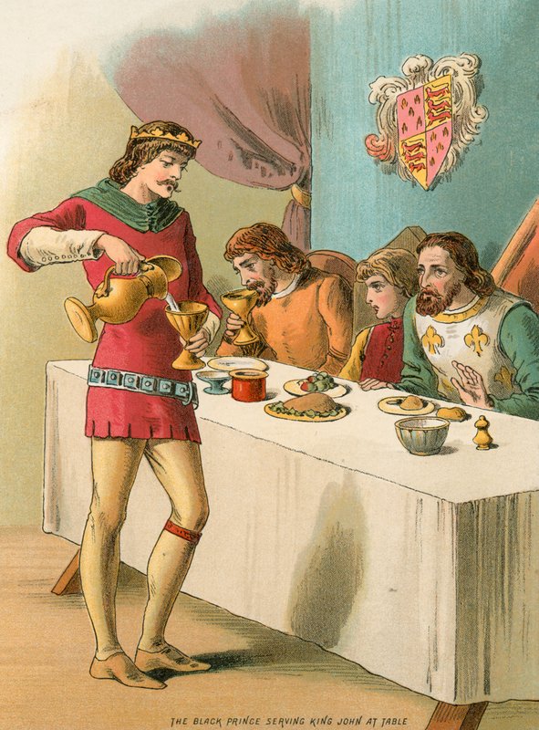 Edward, den sorte prins, serverer kong John ved et bord av English School