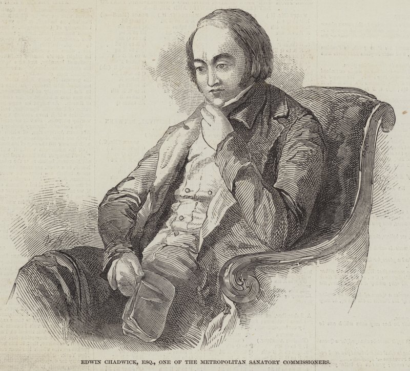 Edwin Chadwick, Esquire, en av Metropolitan Sanatory Commissioners (gravyr) av English School