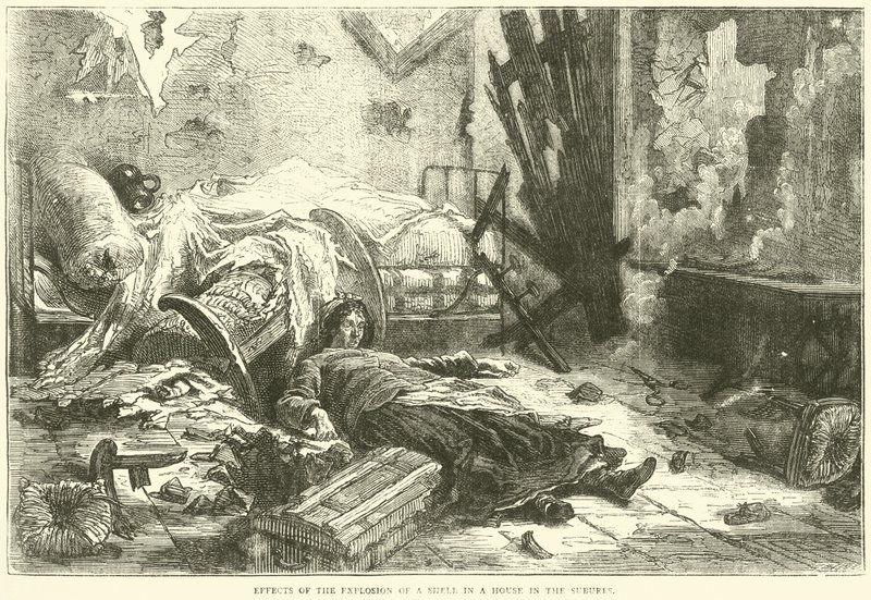 Effekter av explosionen av ett granat i ett hus i förorten, maj 1871 av English School