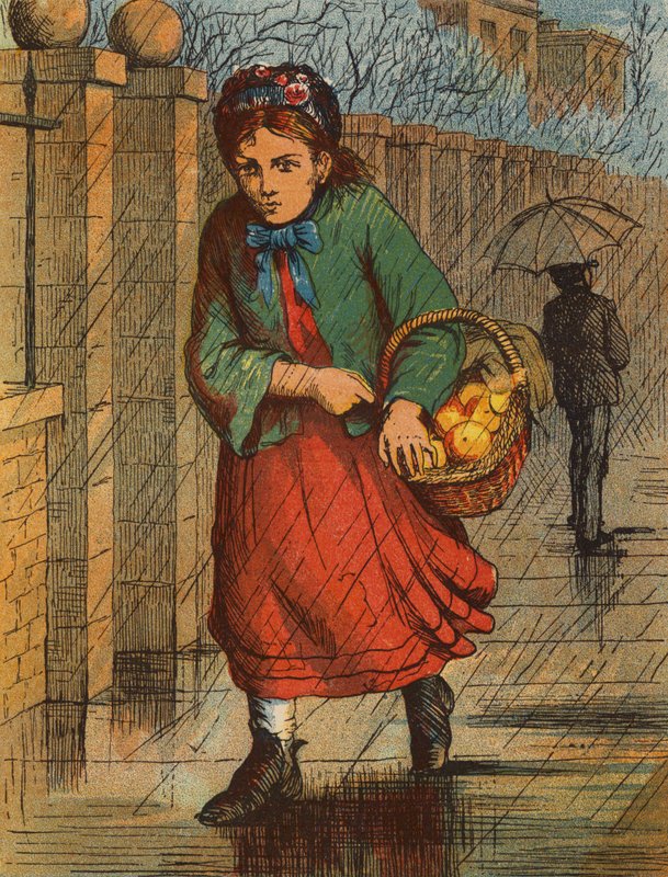 Effie och hennes apelsiner (färglitografi) av English School