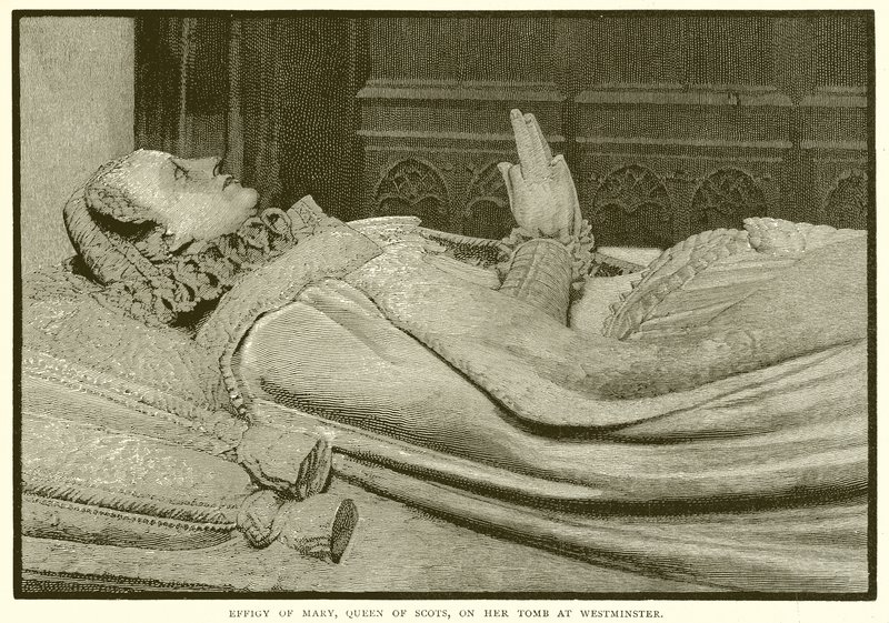 Bild av Mary, Queen of Scots, på hennes grav i Westminster av English School