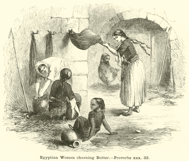 Egyptiska kvinnor som kärnar smör, Ordspråk, xxx, 33 av English School