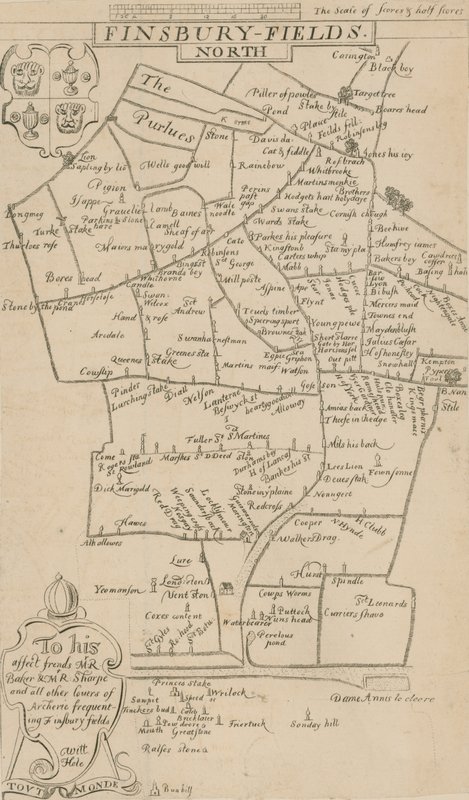 Utarbetande av en bågskyttekarta från 1594 av English School