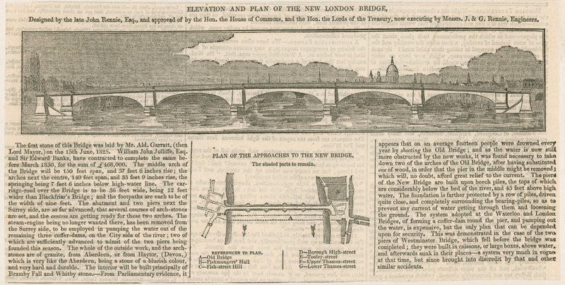 Höjd och plan av New London Bridge av English School