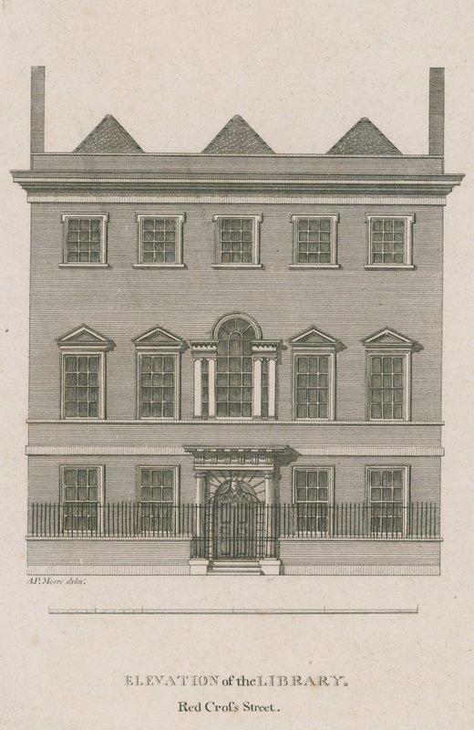 Höjd av biblioteket, Red Cross Street, London av English School