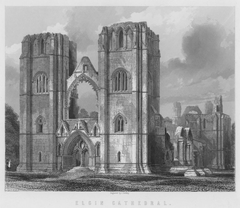 Elgin Cathedral (gravyr) av English School