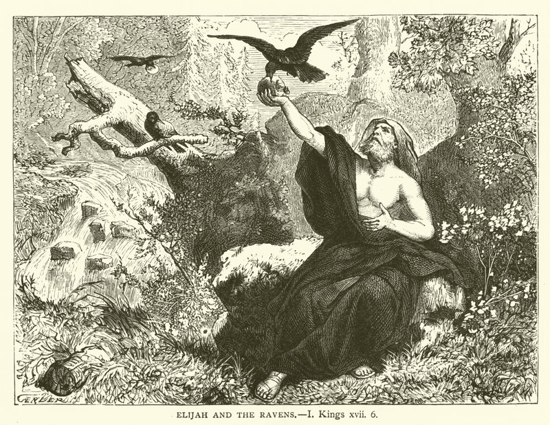 Elia and the Ravens, I, Kings, xvii, 6 (gravyr) av English School