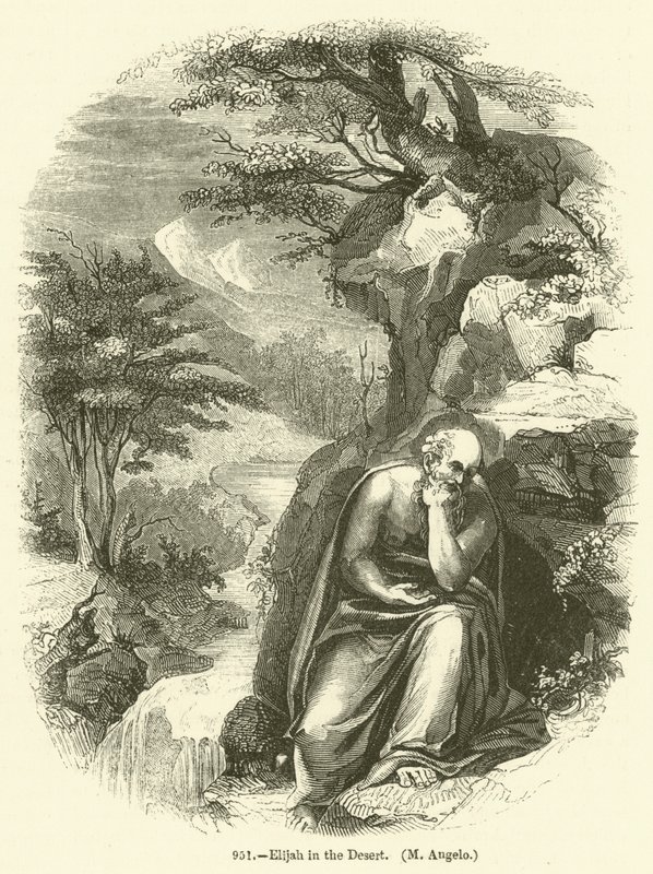 Elia i öknen, M Angelo (gravyr) av English School