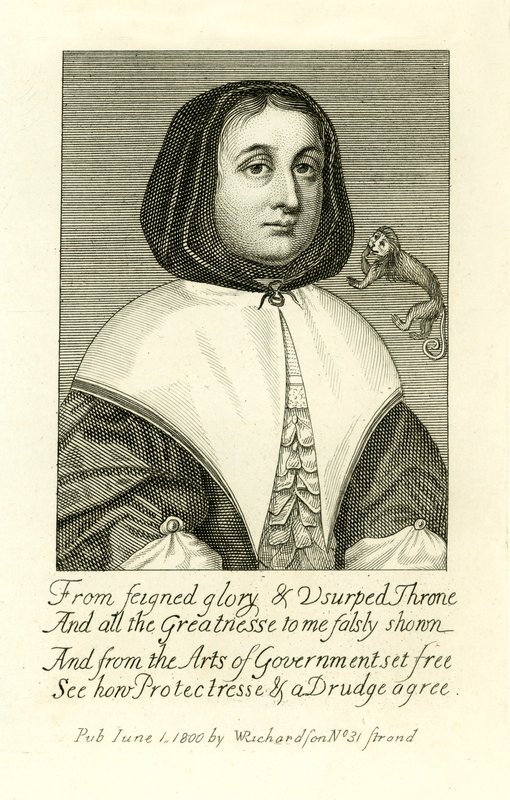 Elizabeth Cromwell, fru till Oliver Cromwell, illustration från A Biographical History of England av J. Granger av English School