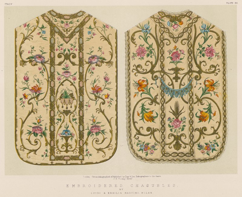 Broderade chasubles av Luigi och Ersilia Martini, Milano av English School