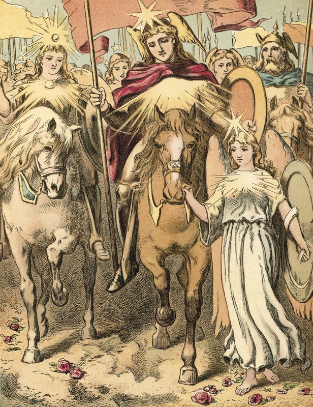 Emmanuels inträde i Mansoul (färg litho) av English School
