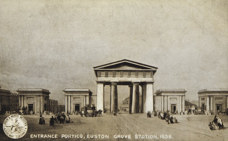Entréportik, Euston Grove Station, 1838 av English School