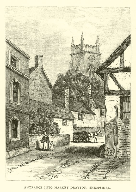 Ingång till Market Drayton, Shropshire av English School