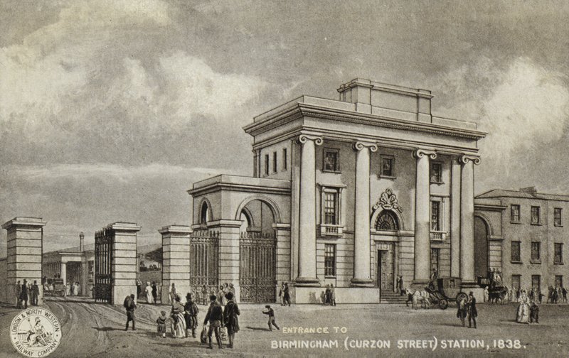 Ingång till Birmingham (Curzon Street) Station, 1838 av English School