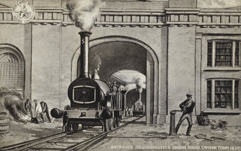 Ingången till Locomotive Engine House Camden Town, 1838 av English School