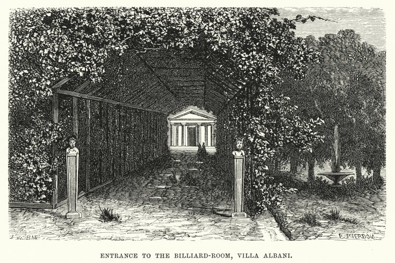 Ingång till biljardrummet, Villa Albani (gravyr) av English School