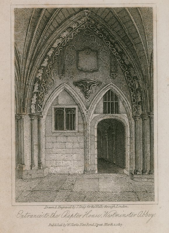 Entré till Chapter House, Westminster Abbey, London av English School