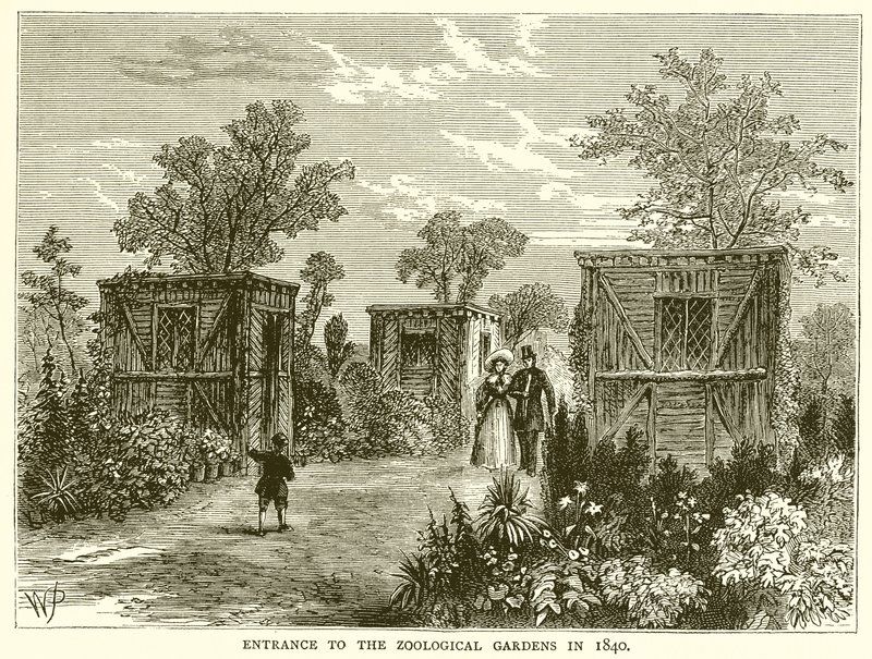 Ingången till Zoological Gardens 1840 av English School