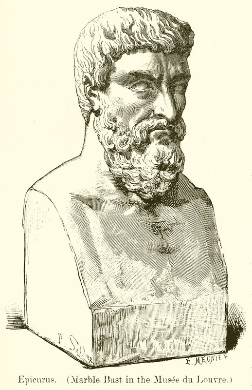 Epikuros. (Marmorbyst i Musee du Louvre) (gravyr) av English School