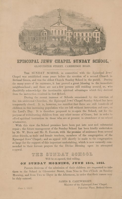 Episcopal Jews Chapel söndagsskola av English School