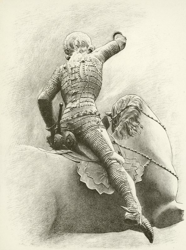 Ryttarfigur i Prag, Böhmen (gravyr) av English School