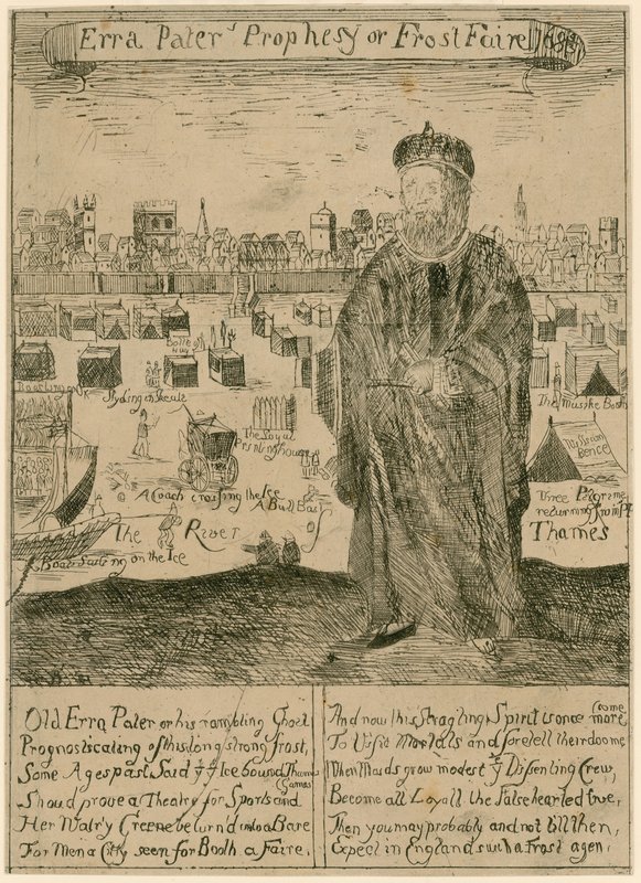 Erra Paters profeterar om Frost Faire 1685 av English School