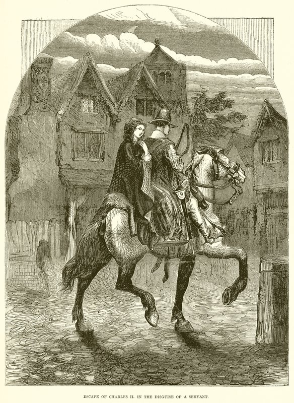 Charles II:s flykt. i en tjänares förklädnad av English School