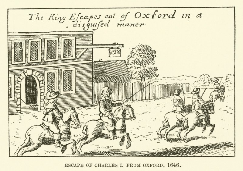 Flykten av Charles I, från Oxford av English School