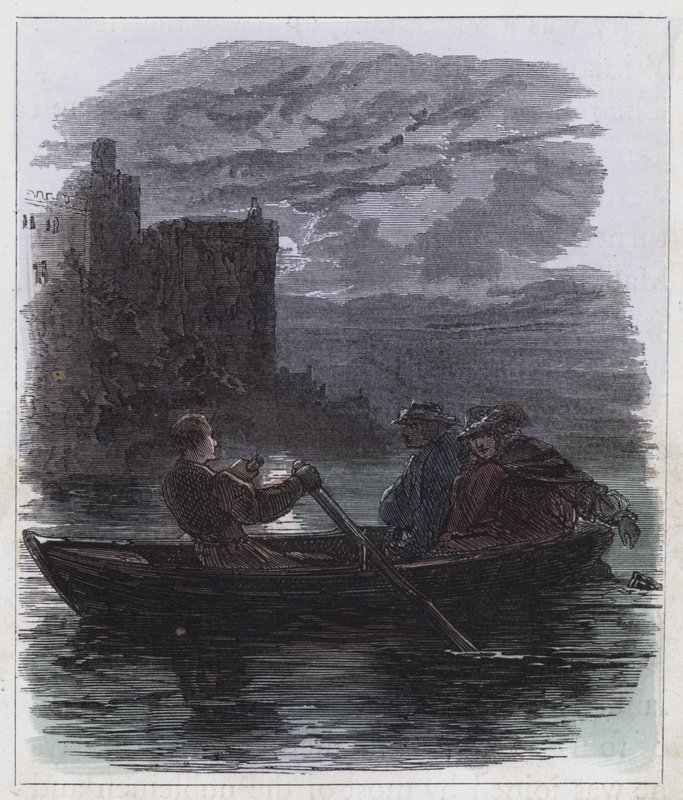 Escape of James the Second (färgad gravyr) av English School