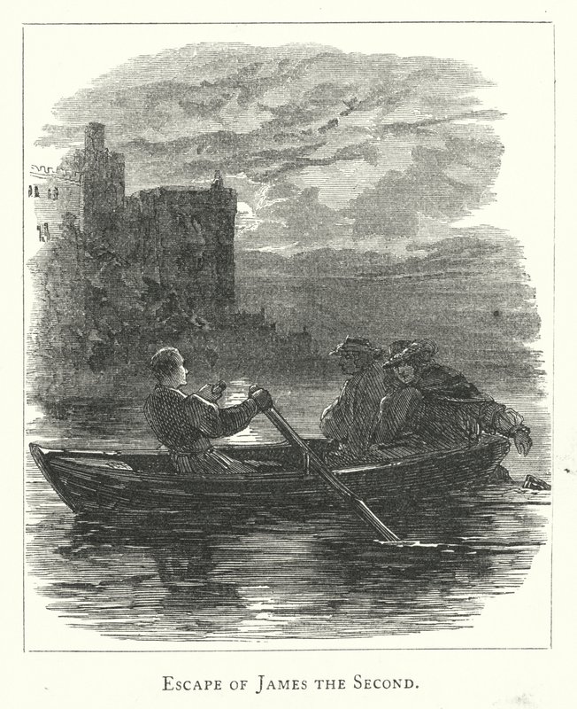 Escape of James the Second (gravyr) av English School