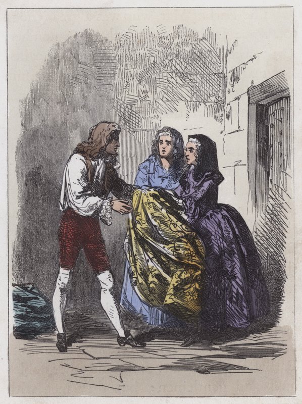 Escape of the Earl of Nithsdale (färgad gravyr) av English School