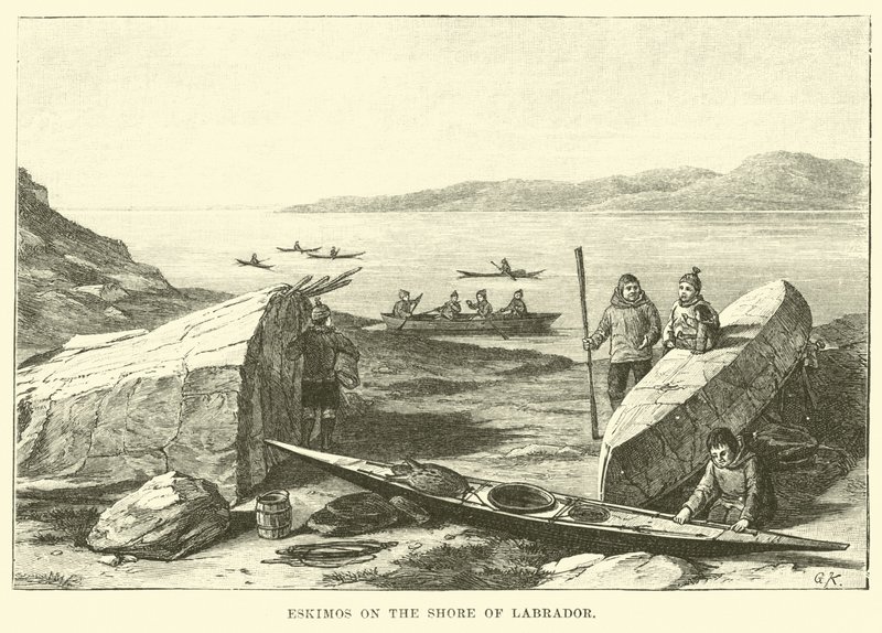 Eskimåer på stranden av Labrador av English School
