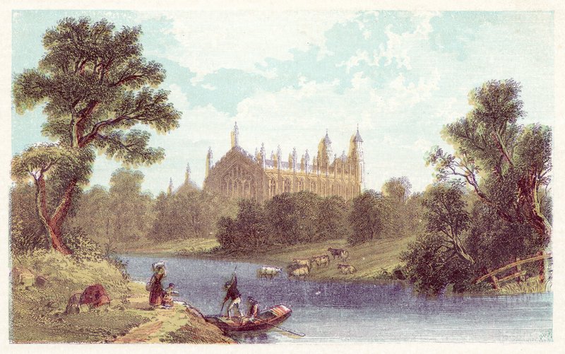Eton College (färglitografi) av English School
