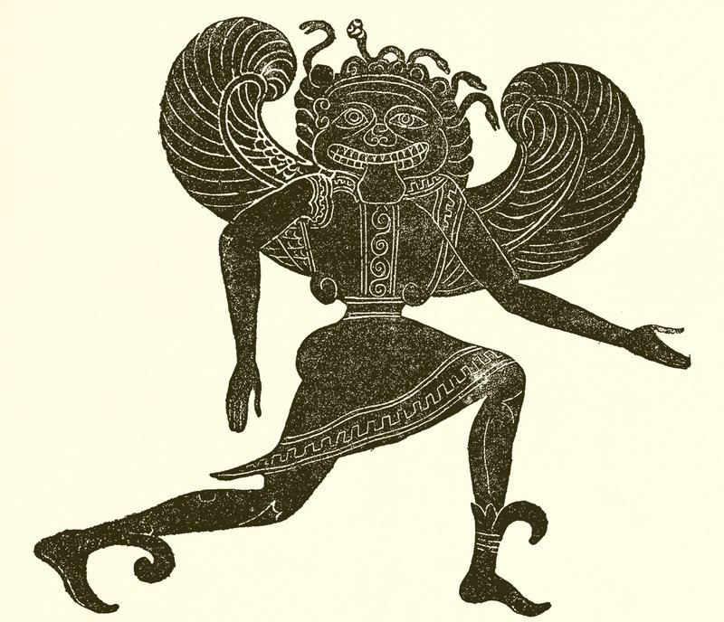 Etruskiska Gorgon. (Campana Museum) av English School