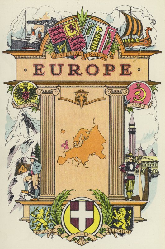 Europa (färg litho) av English School